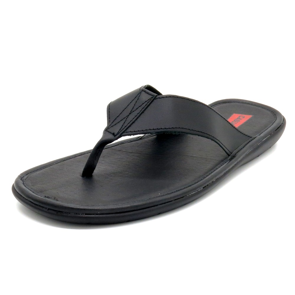 Herren Sandalen Leder Zehentrenner schwarz Echtleder Flip-Flops - Made In Spain Casual 1282