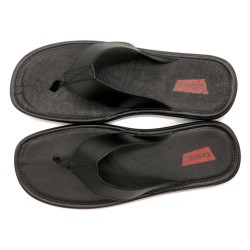 Herren Sandalen Leder Zehentrenner schwarz Echtleder Flip-Flops - Made In Spain Casual 1282