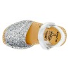 Girl's Flat Sandals silver Glitter Sequins Avarca Menorquina Leather Kid’s Children's Shoes Ortuno 207