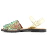 Girls' Flat Sandals with Glitter Sequins colorful green Avarca Menorquina Leather Kid's Children's Summer Shoes Ortuno 207