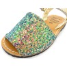 Girls' Flat Sandals with Glitter Sequins colorful green Avarca Menorquina Leather Kid's Children's Summer Shoes Ortuno 207