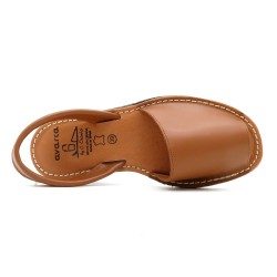 Damen Sandalen Leder braun Avarca Menorquina Keilsandalen Sommerschuhe mit Keilabsatz Ortuno 2211
