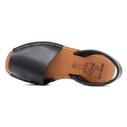 Avarca Damen Sandalen schwarz Leder Keilsandalen Sommerschuhe mit Keilabsatz Abarca Menorquina 2211 Ortno Ledersandalen Spanien