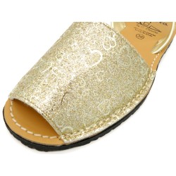 Women's Flat Sandals gold metallic Heart Avarca Menorquina Summer Shoes avarcas sandals 496 Ortuno