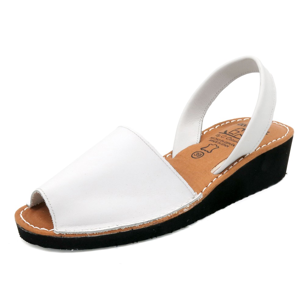 Women's Wedge Sandals white Leather Avarca Menorquina Wedges soft padded Ortuno Avarcas 2211