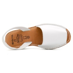 Avarca Menorquina Damen Sandalen mit Keilabsatz weiß Leder Keilsandalen Keilsandaletten Ortuno 1211 Spanien