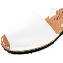 Avarca Menorquina Damen Sandalen mit Keilabsatz weiß Leder Keilsandalen Keilsandaletten Ortuno 1211 Spanien