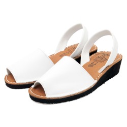 Women's Wedge Sandals white Leather Avarca Menorquina Wedges soft padded Ortuno Avarcas 2211