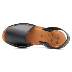 Avarca Damen Keilsandaletten Echtleder Sandalen mit Keilabsatz schwarz Keilsandalen Abarca Menorquina 2211 Ortno Spanien