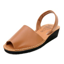 Women's Wedge Sandals Avarca Menorquina Leather Wedges brown Ortuno 2211