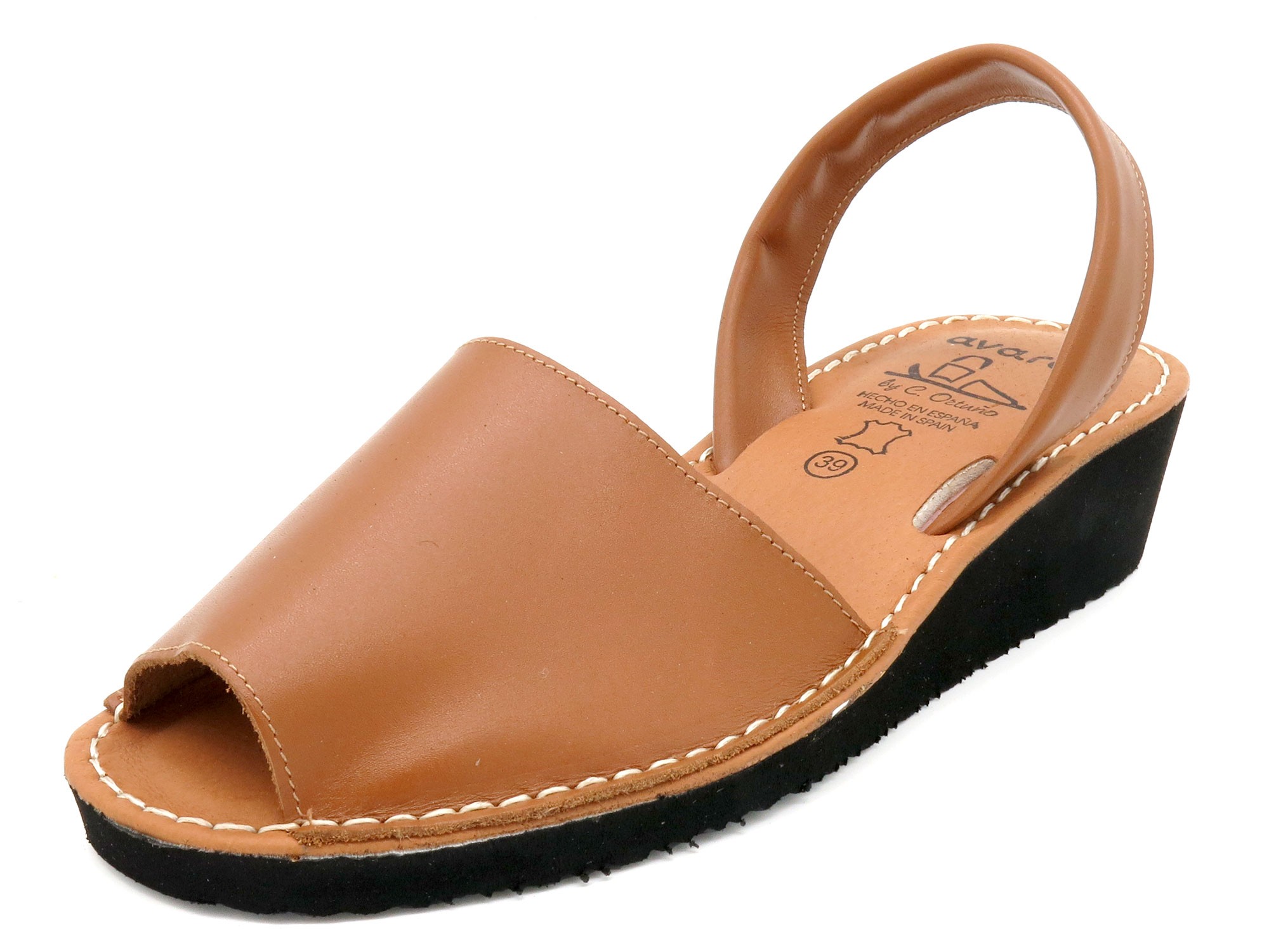 Women's Wedge Sandals Avarca Menorquina Leather Wedges brown Ortuno 2211 Women's Wedge Sandals Avarca Menorquina Leather Wedges brown Ortuno 2211