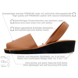 Women's Wedge Sandals Avarca Menorquina Leather Wedges brown Ortuno 2211