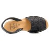 Women's Wedge Sandals Glitter Avarca Wedges with Leather Back-Strap sequins black 1275 Ortuno