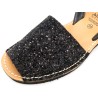 Damen Keilsandaletten schwarz Glitzer Sandalen mit Keilabsatz Avarca Keilsandalen Pailletten Leder Riemchen avarcas Ortuno 1275
