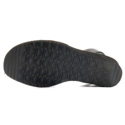 Damen Keilsandaletten schwarz Glitzer Sandalen mit Keilabsatz Avarca Keilsandalen Pailletten Leder Riemchen avarcas Ortuno 1275
