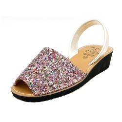 Avarca Women's Wedge Sandals Glitter Sequins Menorquina Shoes multicolor 1275 Ortuno avarcas leather strap