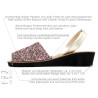 Damen Sandalen mit Keilabsatz Glitzer Keilsandaletten Avarca Keilsandalen Pailletten bunt Ortuno 1275