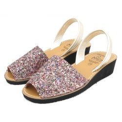 Avarca Women's Wedge Sandals Glitter Sequins Menorquina Shoes multicolor 1275 Ortuno avarcas leather strap