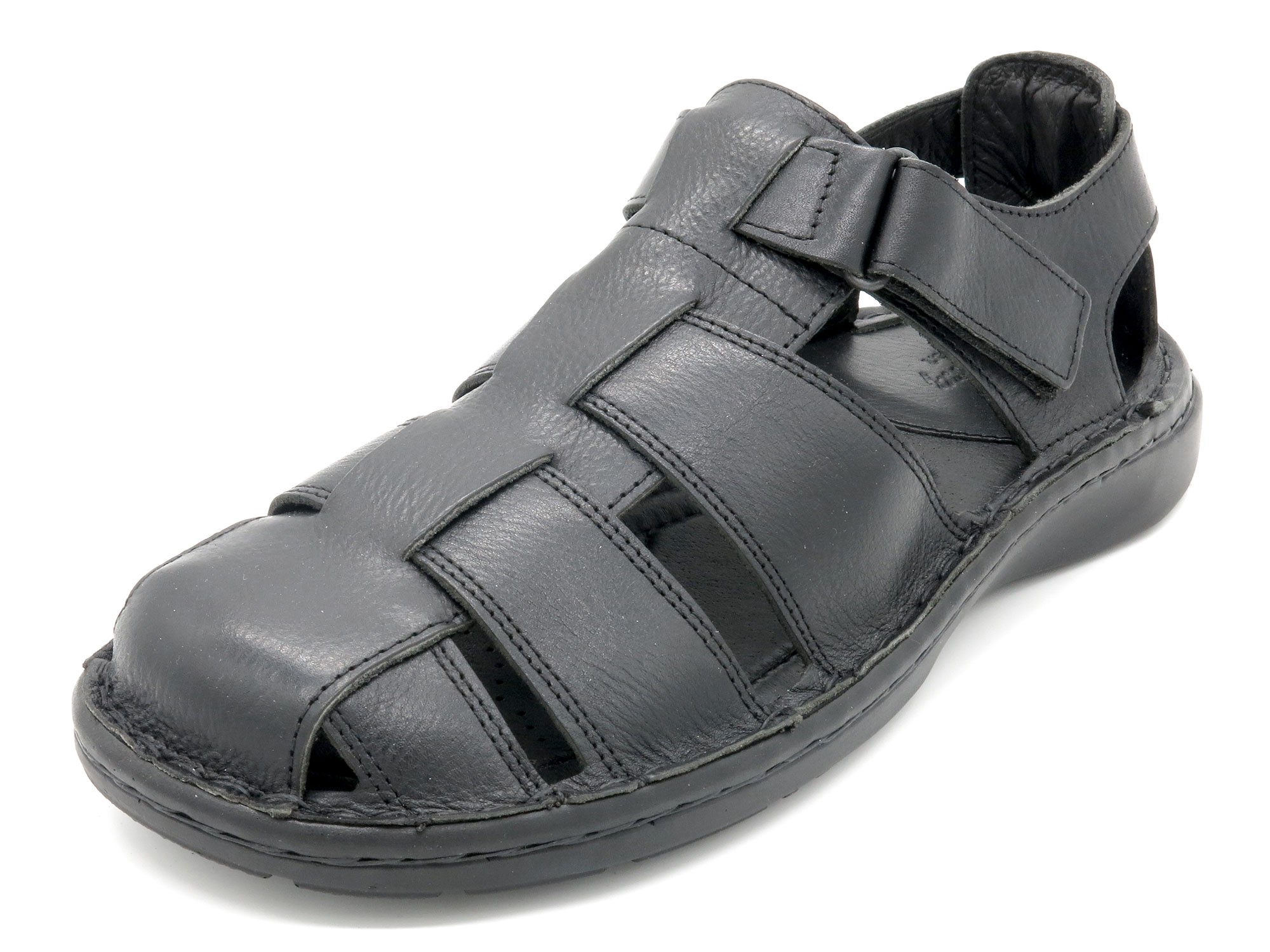 Herren Fisherman Sandalen Leder schwarz geschlossene Klettverschluss Sommerschuhe gepolstert Echtleder Portugal Innovation 9015 Herren Fisherman Sandalen Leder schwarz geschlossene Klettverschluss Sommerschuhe gepolstert Echtleder Portugal Innovation 9015