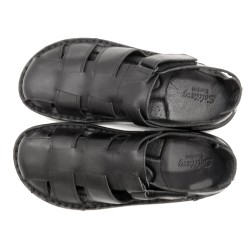 Herren Fisherman Sandalen Leder schwarz geschlossene Klettverschluss Sommerschuhe gepolstert Echtleder Portugal Innovation 9015