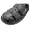 Herren Fisherman Sandalen geschlossen Leder schwarz Sommerschuhe Gel-gepolstert Echtleder Fußbett Klettverschluss Innovation