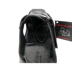 Herren Fisherman Sandalen geschlossen Leder schwarz Sommerschuhe Gel-gepolstert Echtleder Fußbett Klettverschluss Innovation
