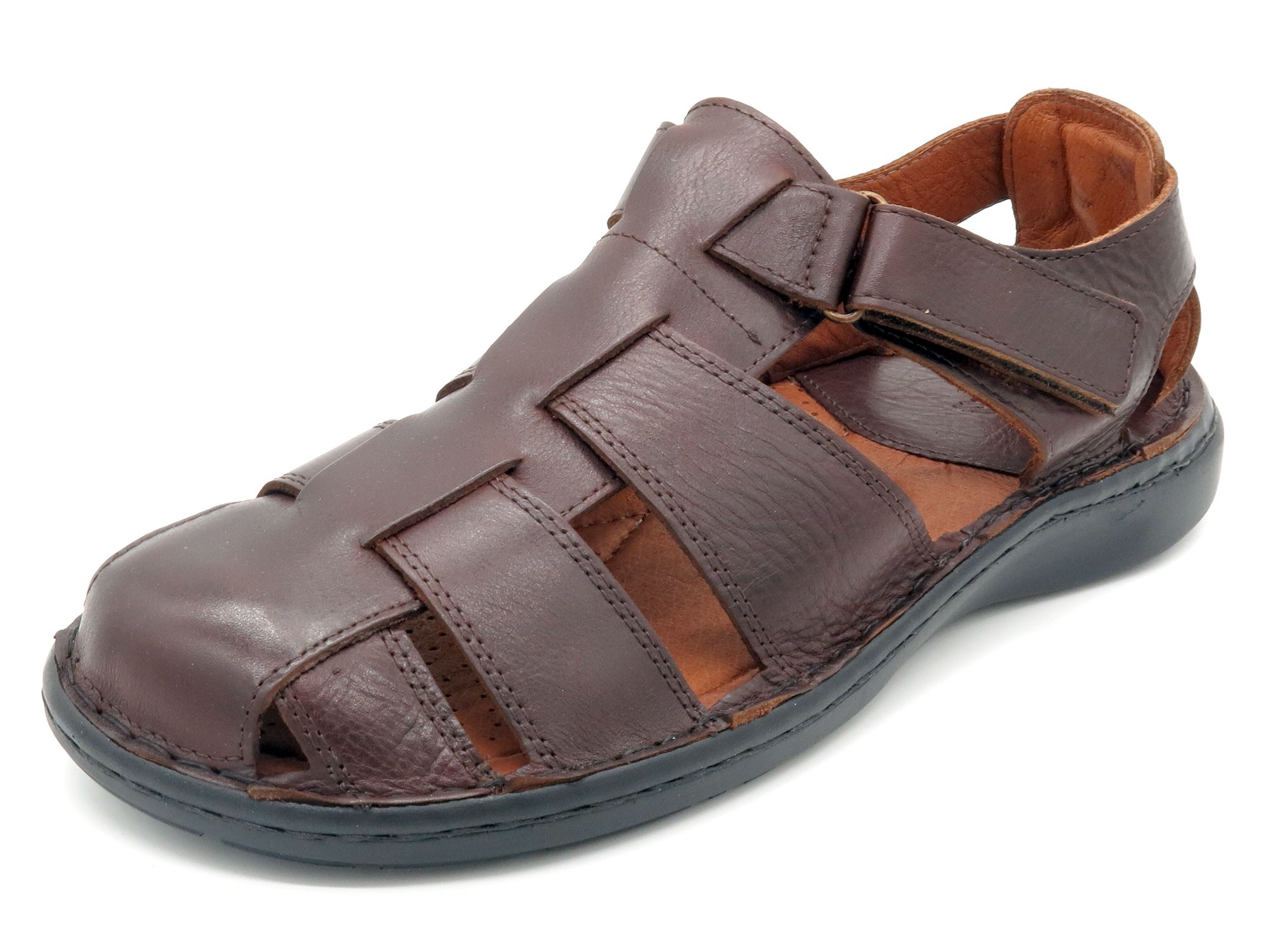Herren Fisherman Sandalen Leder geschlossene Klettverschluss Sommerschuhe braun gepolstert Echtleder 9015 Innovation Portugal Herren Fisherman Sandalen Leder geschlossene Klettverschluss Sommerschuhe braun gepolstert Echtleder 9015 Innovation Portugal