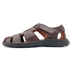 Herren Fisherman Sandalen Leder geschlossene Klettverschluss Sommerschuhe braun gepolstert Echtleder 9015 Innovation Portugal