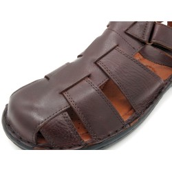 Herren Fisherman Sandalen Leder geschlossene Klettverschluss Sommerschuhe braun gepolstert Echtleder 9015 Innovation Portugal