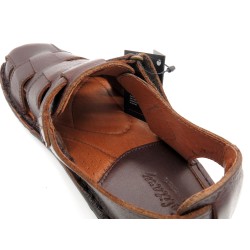 Herren Fisherman Sandalen Leder geschlossene Klettverschluss Sommerschuhe braun gepolstert Echtleder 9015 Innovation Portugal