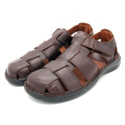 Men's Brown Leather Fisherman Sandals – Closed Toe Comfort Walking Sandals Made in Portugal