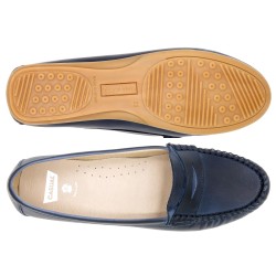 Women's Moccasins Leather Loafer navy blue Pull-On Summer Shoes lightweight Casual 903 Spain