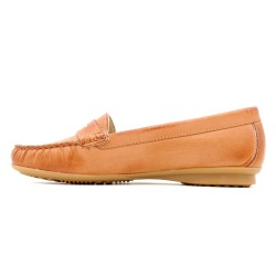 Damen Mokassins Leder cognac braun Loafer Echtleder Nappa Sommer Halbschuhe leicht Casual 903 Spanien