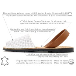 Avarcas Sandals white Women's Flat Sandal Avarca Menorquina Leather Barca Shoes Menorca C.Ortuno 523
