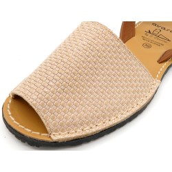Women's Flat Sandals beige pink Leather Avarca Menorquina Menorcan Barca Shoes C.Ortuno 523