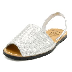 Damen Sandalen Leder Avarca Menorquina Echtleder Menorca Sandalen silber original spanische Schuhe 522 C.Ortuno