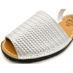 Women's Leather Sandals Authentic Avarca Menorquina Menorca Flat Sandal silver