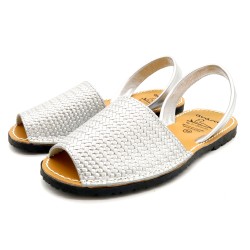 Damen Sandalen Leder Avarca Menorquina Echtleder Menorca Sandalen silber original spanische Schuhe 522 C.Ortuno