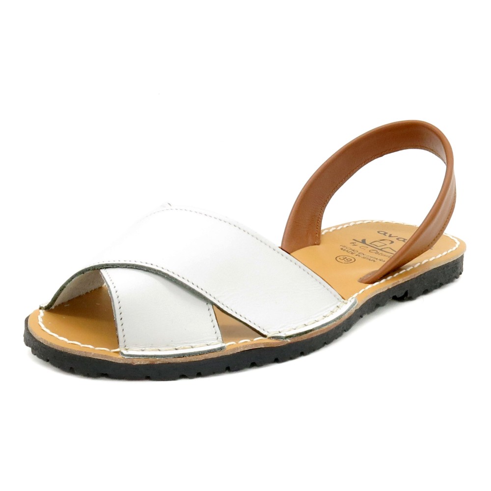 Damen Sandalen Leder Avarca Menorquina Echtleder Damen Avarcas Kreuz-Sandalen weiß 394 C. Ortuno