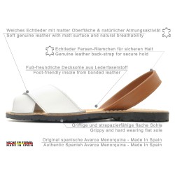 Damen Sandalen Leder Avarca Menorquina Echtleder Damen Avarcas Kreuz-Sandalen weiß 394 C. Ortuno