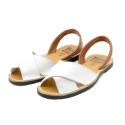 Damen Sandalen Leder Avarca Menorquina Echtleder Damen Avarcas Kreuz-Sandalen weiß 394 C. Ortuno