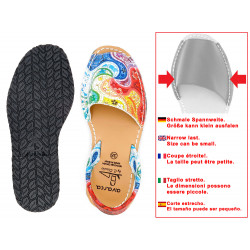 Women's Flat Sandals Leather Avarca Menorquina Summer Shoes colorful red-orange MADE IN SPAIN