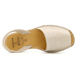 Avarcas Damen Sandalen Leder Avarca Menorquina Menorca Sandalen Sommerschuhe glitzer beige 525 C.Ortuno Spanien Made In Spain