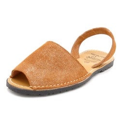 Avarcas Damen Sandalen Leder Avarca Menorquina Menorca Sandalen glitzer braun 525 C.Ortuno spanische Sommerschuhe Made In Spain