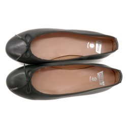 Ballerina Schuhe Damen Ballerinas aus Leder schwarz elegant leicht bequem 7000 Casual Spanien