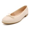 Women's Ballerina Shoes beige Leather Ladie's Ballet Flats with Bow Made In Spain Casual 7000