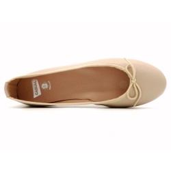 Damen Ballerinas Leder elegante Ballerina Schuhe mit Schleife beige Casual 7000 outlet