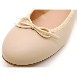 Damen Ballerinas Leder beige elegante bequeme Ballerina Schuhe mit Schleife Casual 7000 Spanien sale