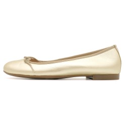 Damen Ballerinas elegante Leder Ballerina Schuhe mit Schleife metallic gold 7000 Casual outlet