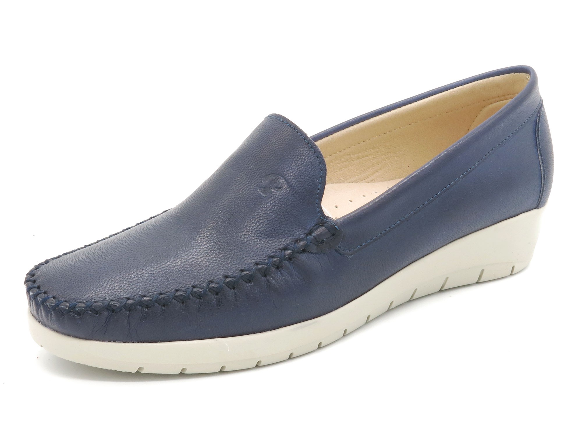 Damen Schlupfschuhe mit Keilabsatz Leder Mokassins Keilschuhe dunkel blau 1709 Casual outlet Damen Schlupfschuhe mit Keilabsatz Leder Mokassins Keilschuhe dunkel blau 1709 Casual outlet